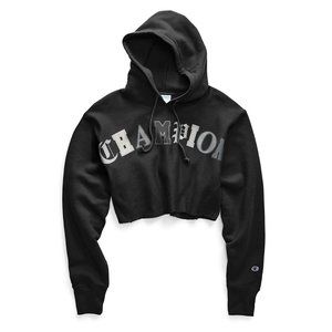 Champion Reverse Weave Cut Off Pullover Hood Graphic Black